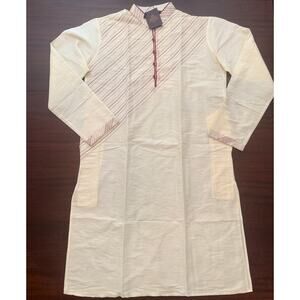 SKAVIJ NWT | Men's Kurta Pajama 3 piece Wedding Party Dress Off White | size M